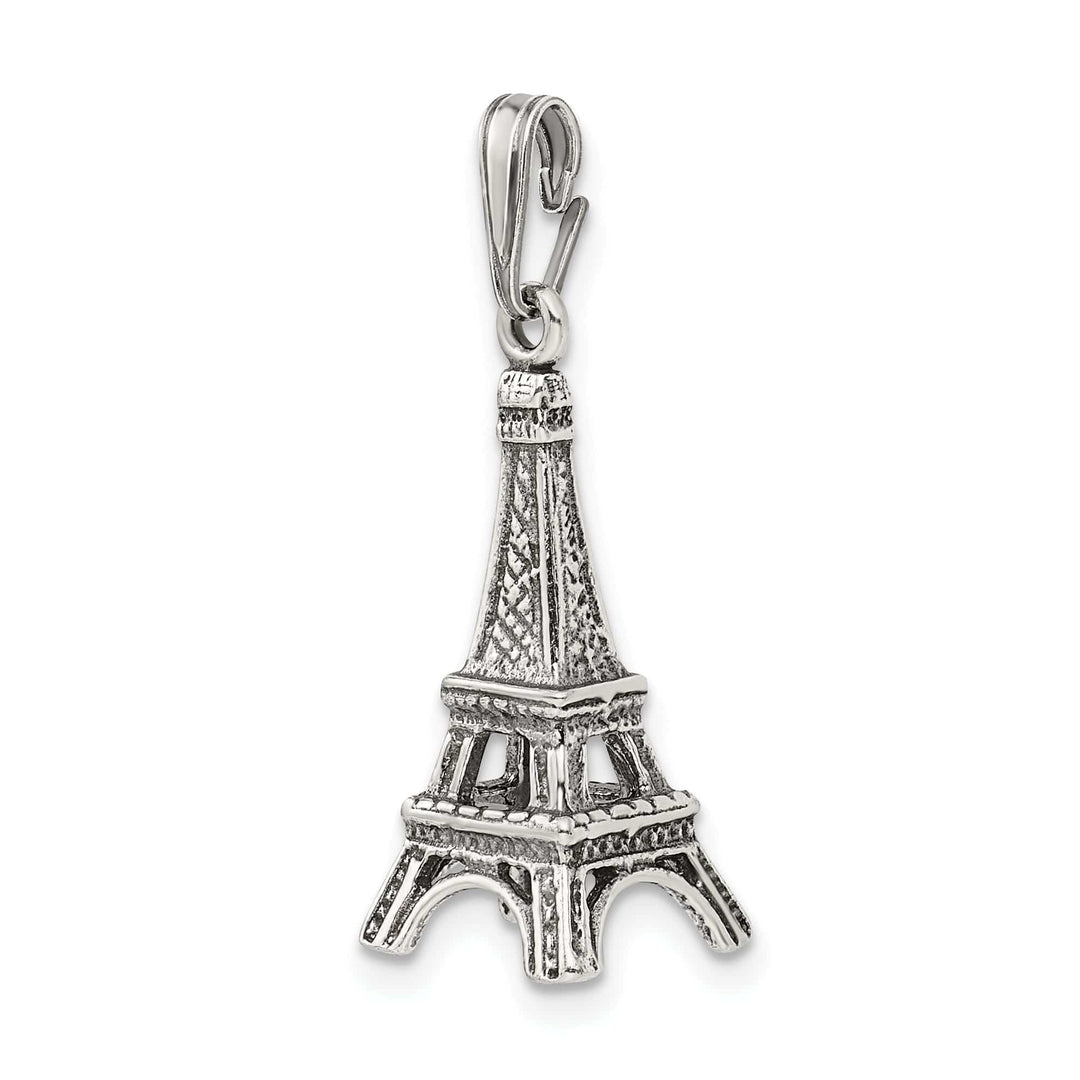 Silver Polished Finish 3-D Eiffel Tower Charm