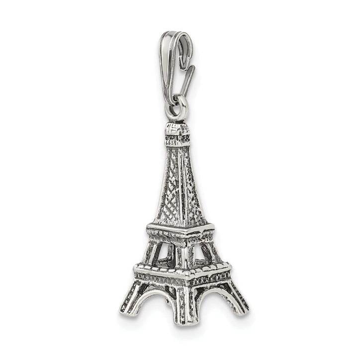 Silver Polished Finish 3-D Eiffel Tower Charm