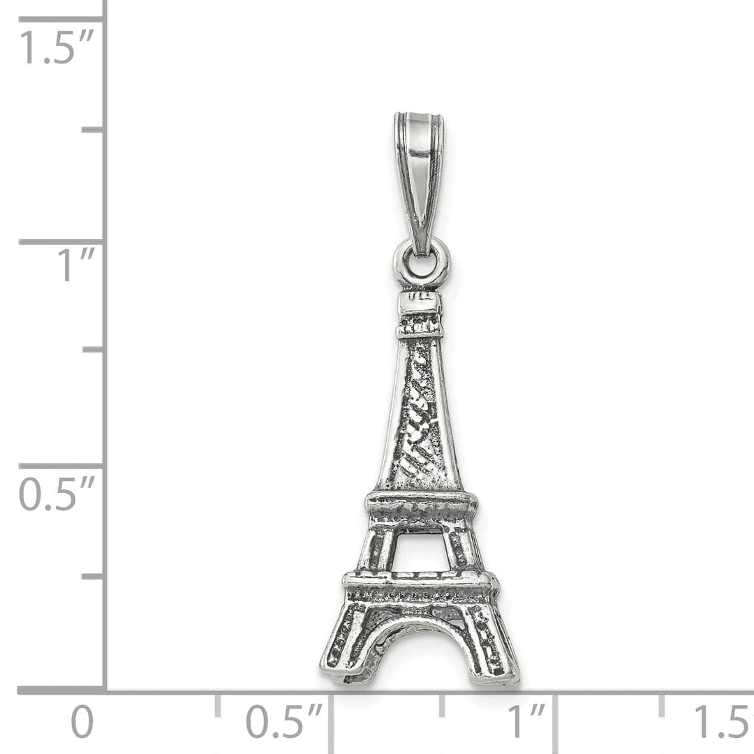 Silver Polished Finish 3-D Eiffel Tower Charm