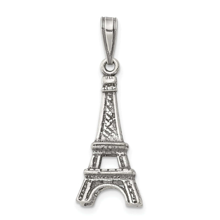 Silver Polished Finish 3-D Eiffel Tower Charm