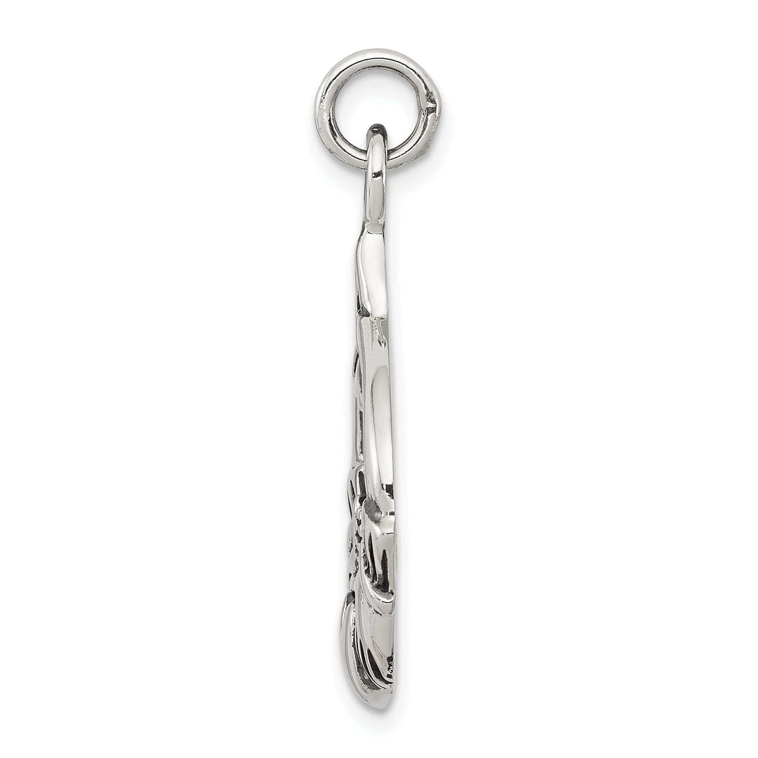 Silver Polished Antiqued Claddagh Charm