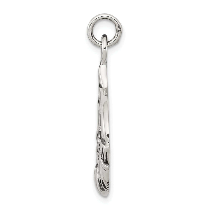 Silver Polished Antiqued Claddagh Charm