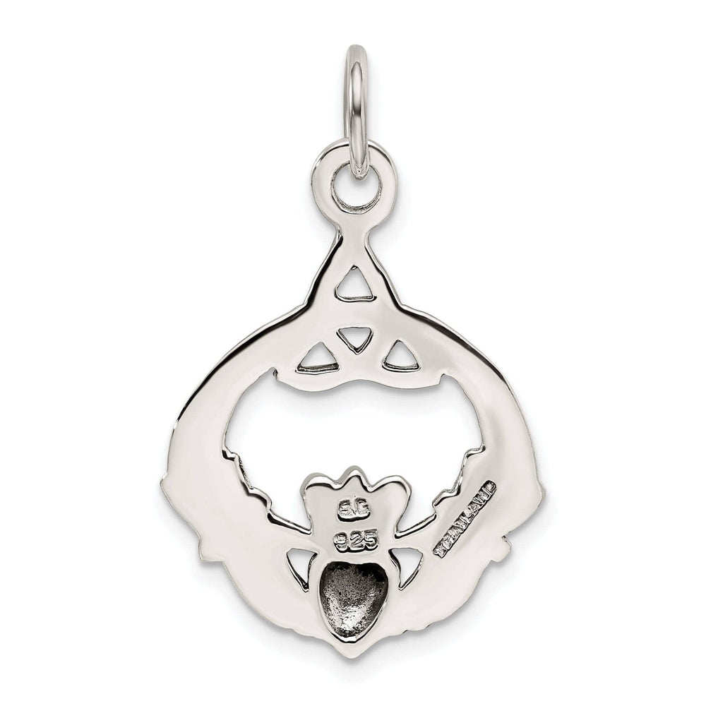 Silver Polished Antiqued Claddagh Charm