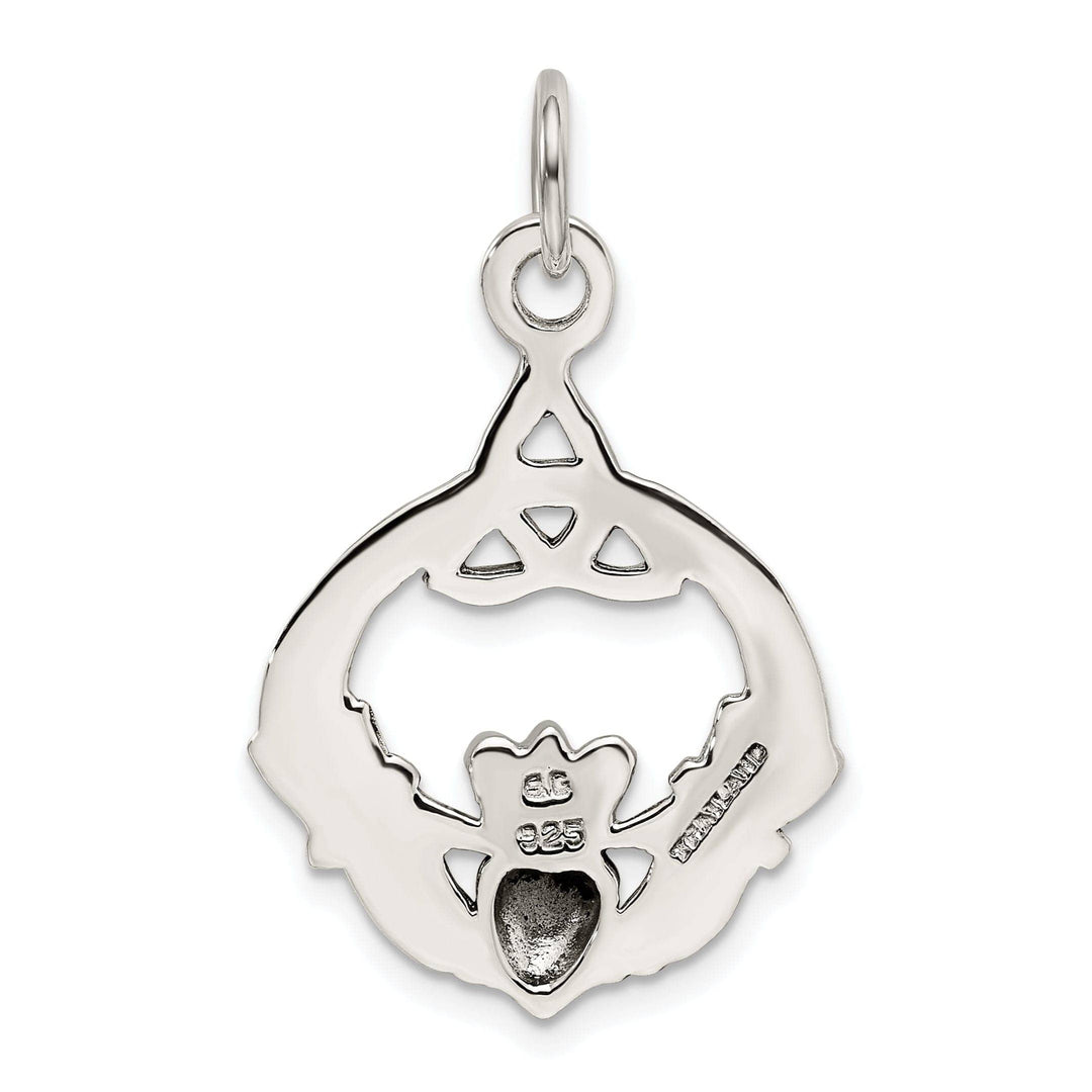 Silver Polished Antiqued Claddagh Charm