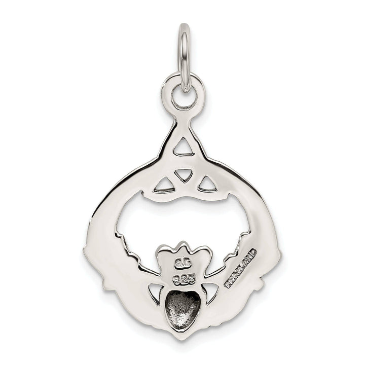 Silver Polished Antiqued Claddagh Charm