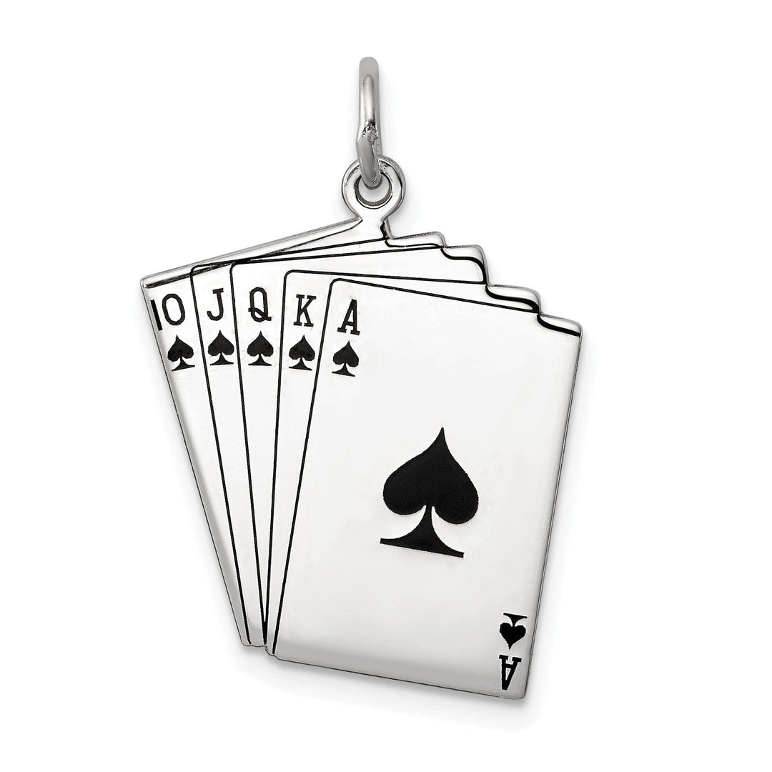 Silver Polish Finish Enamel Playing cards Charm