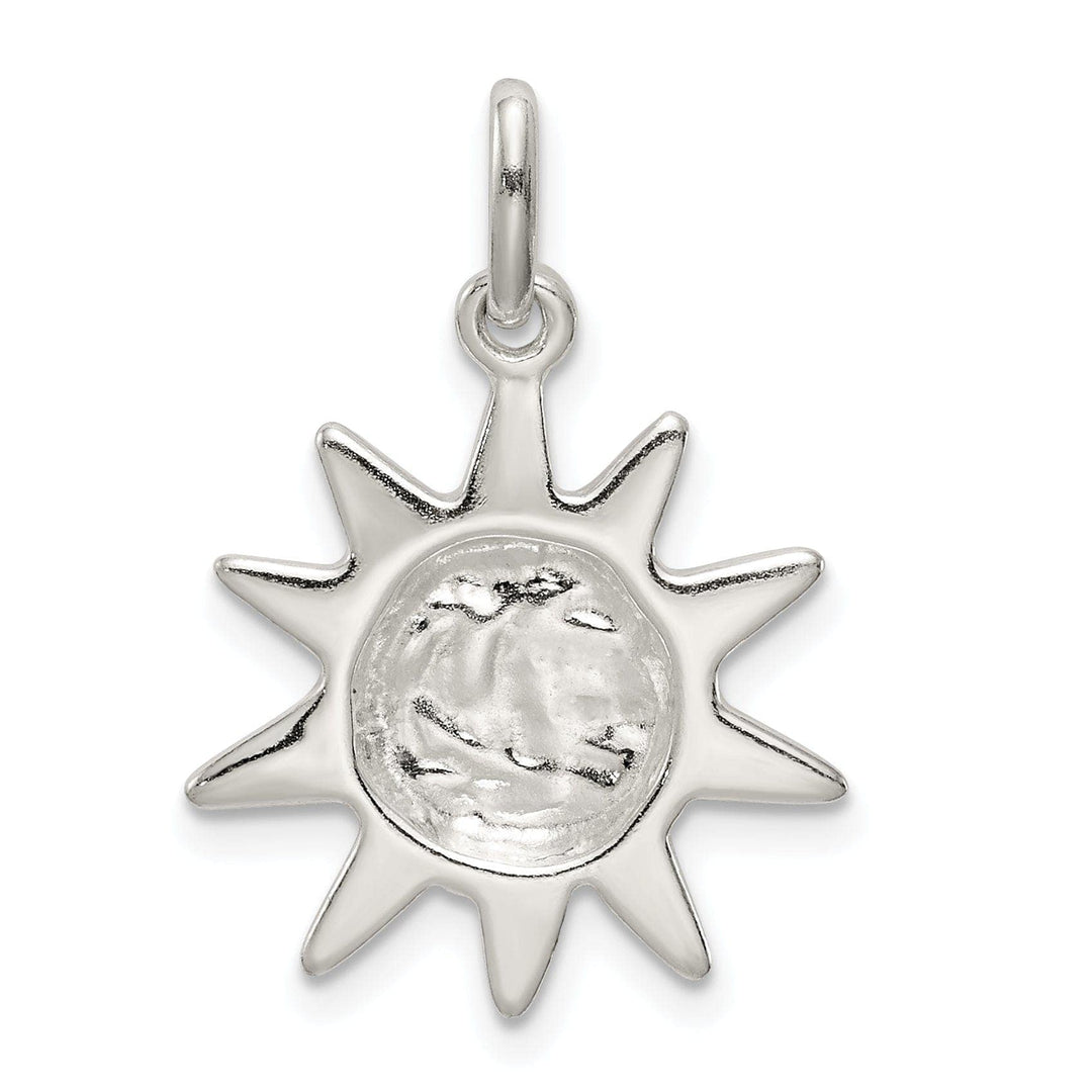 Silver Polished Finish Sun Charm Pendant