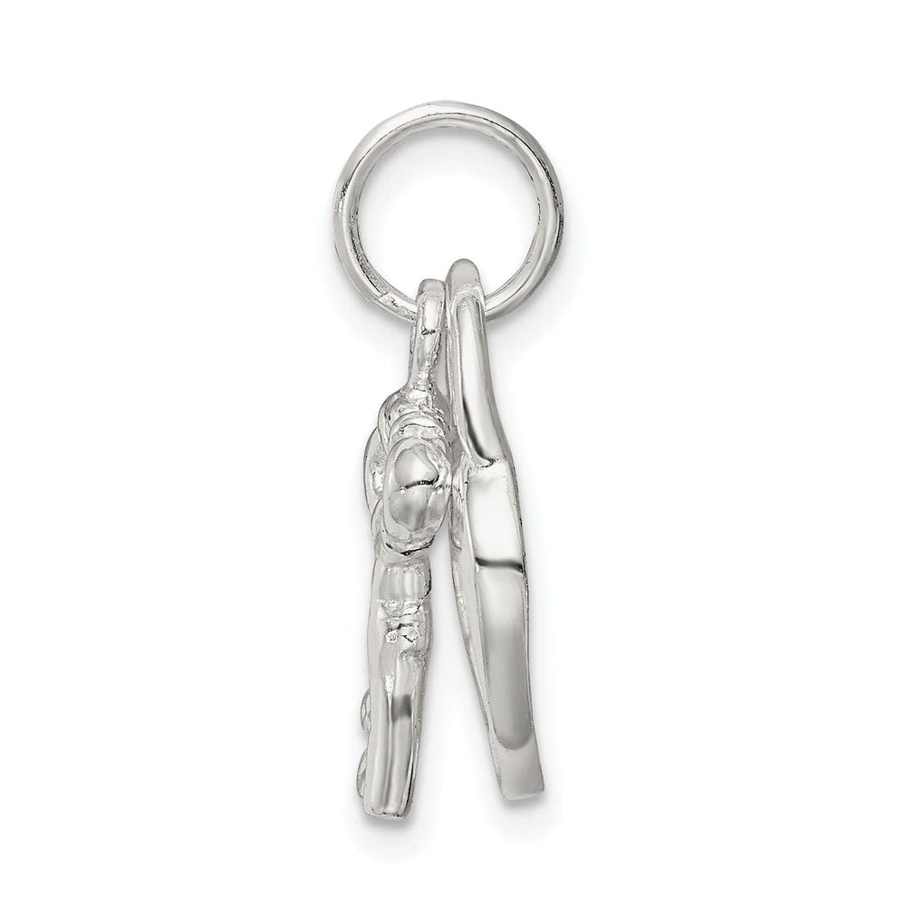 Sterling Silver Polished Heart and Key Pendant
