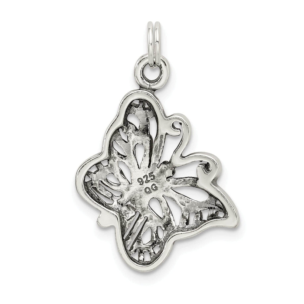 Sterling Silver Polish Antiqued Butterfly Charm
