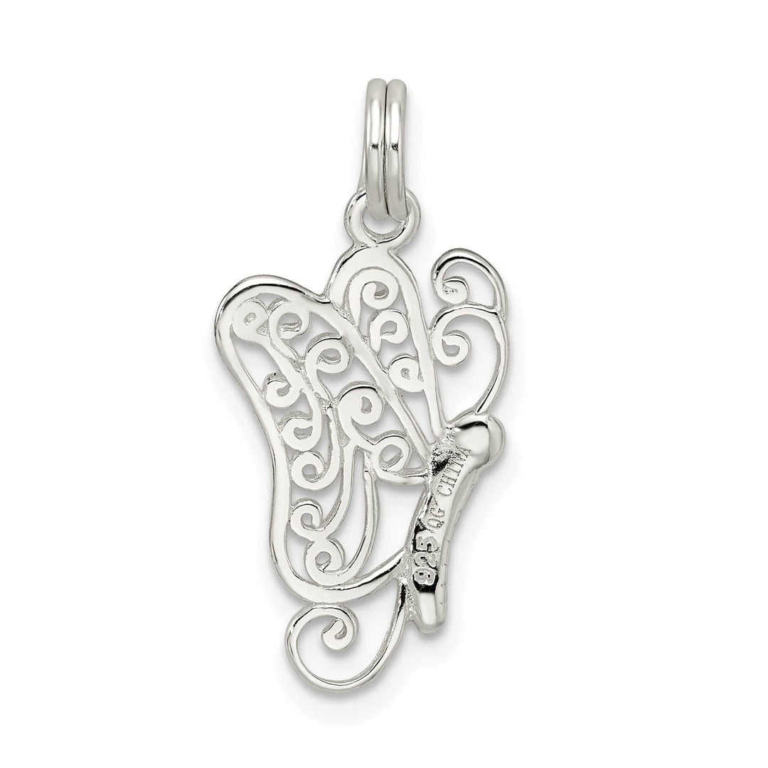 Sterling Silver Polished Finish Butterfly Charm