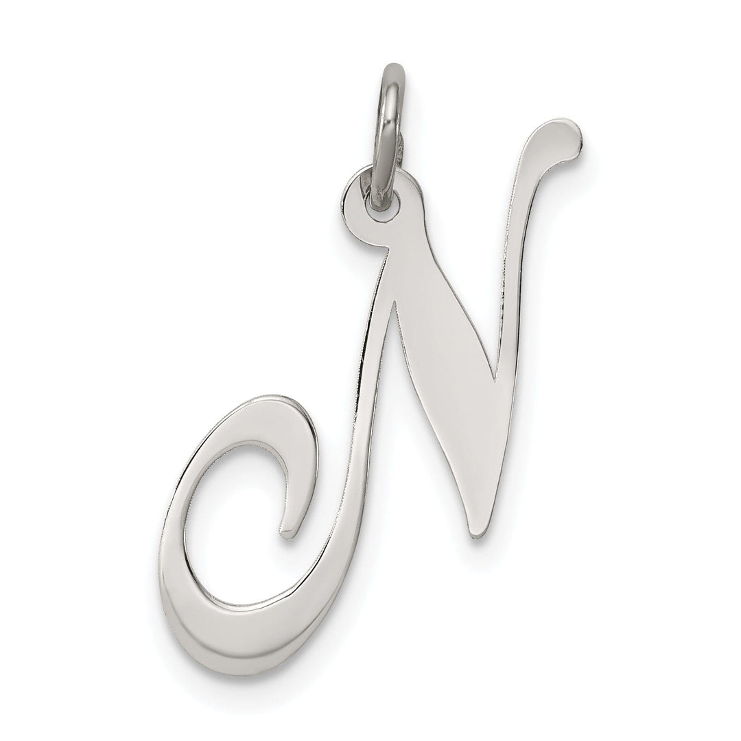 Silver Medium Fancy Script Initial N Charm