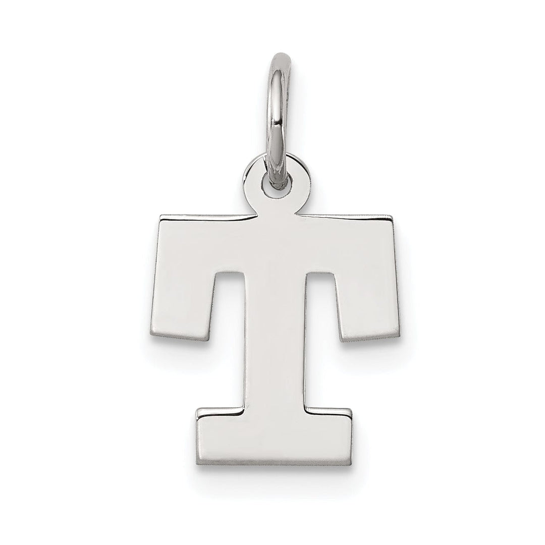 Sterling Silver Small Block Initial T Charm
