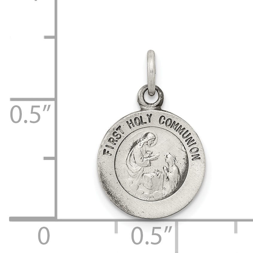 Silver Antiqued First Holy Communion Medal