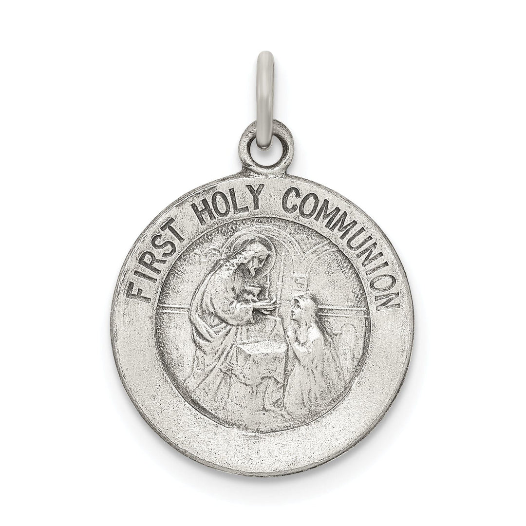 Silver Antiqued First Holy Communion Medal