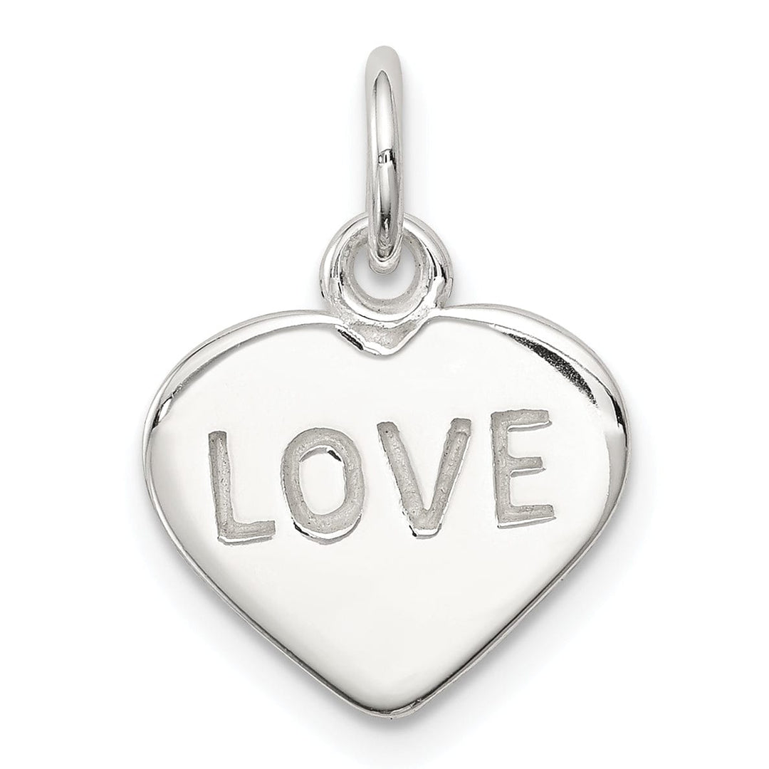 Silver Solid Polished Love Heart Charm Pendant