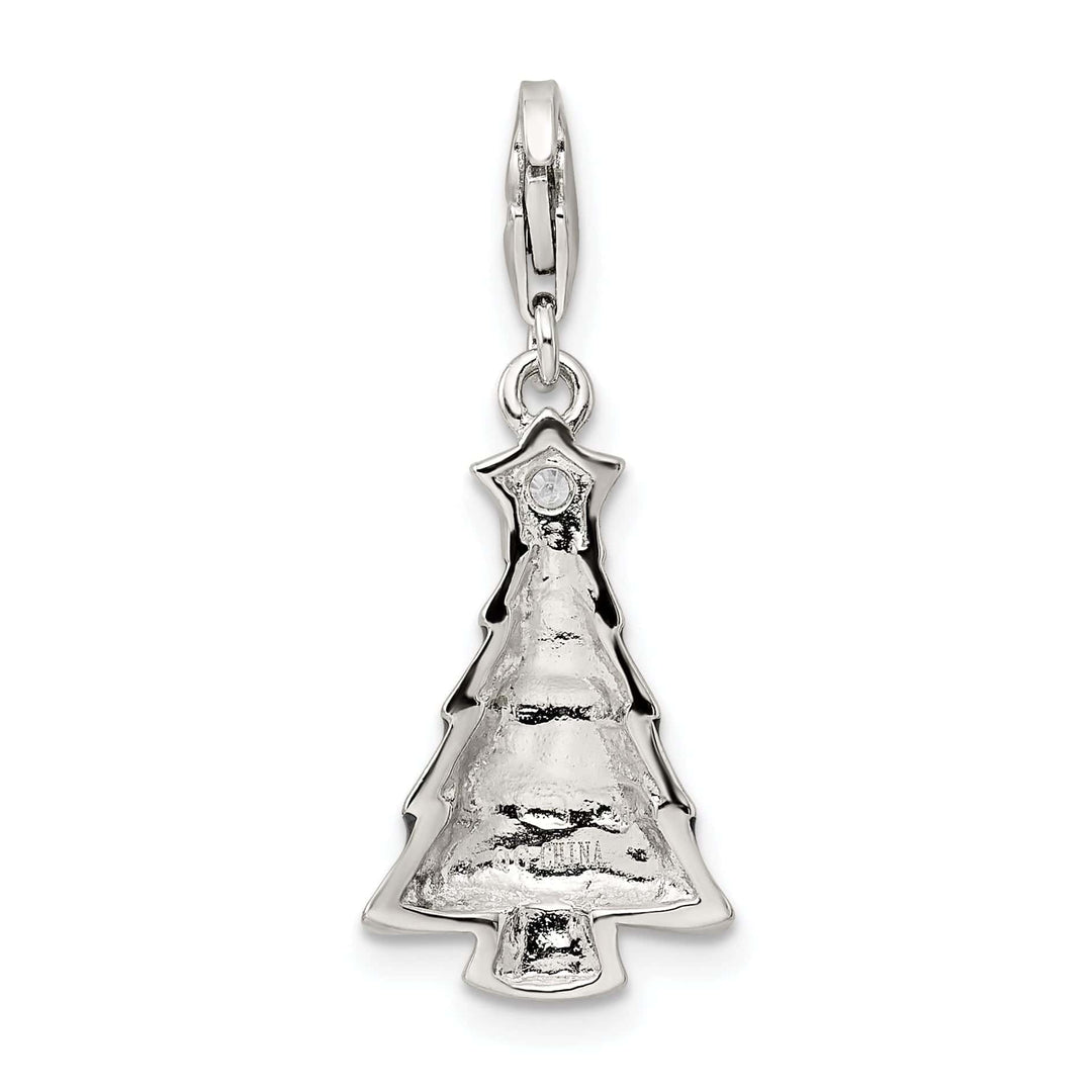 Silver C.Z Enameled Christmas Tree Pendant