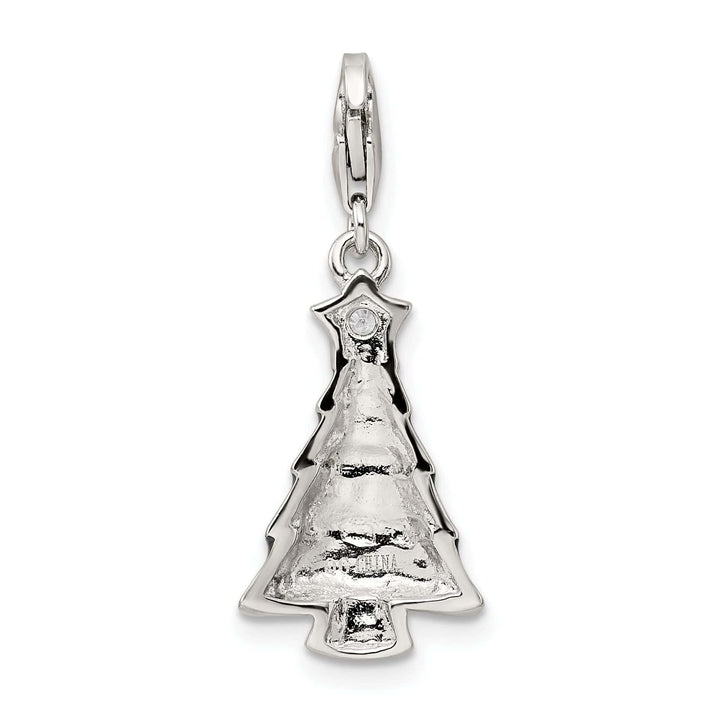 Silver C.Z Enameled Christmas Tree Pendant