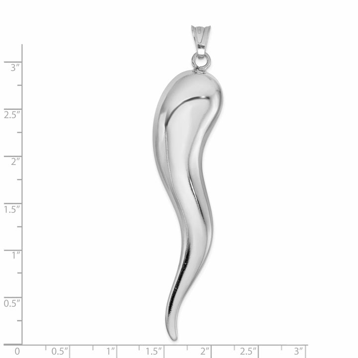 Silver Polished Finish 3-D Italian Horn Charm