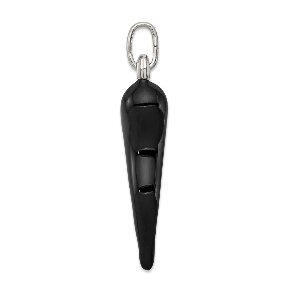 Silver 3-D Black Enamel Italian Horn Charm