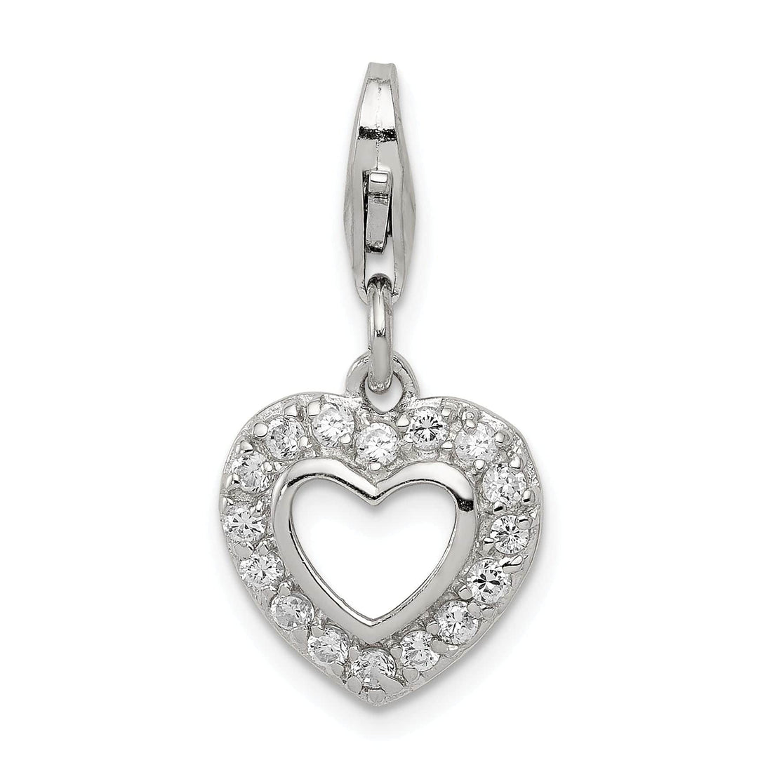 Sterling Silver Polished C.Z Open Heart Charm
