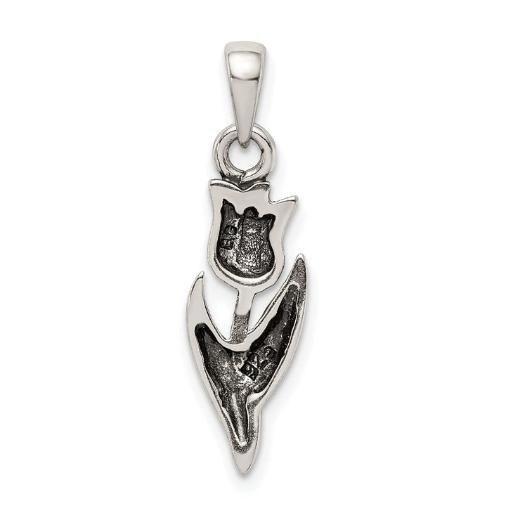 Sterling Silver Polished Antiqued Tulip Charm