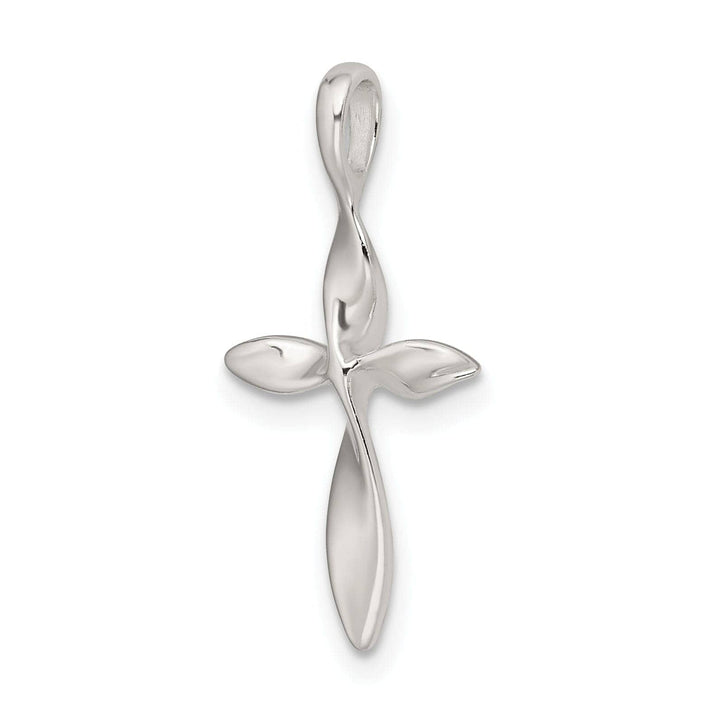 Sterling Silver Polished Twisted Cross Pendant