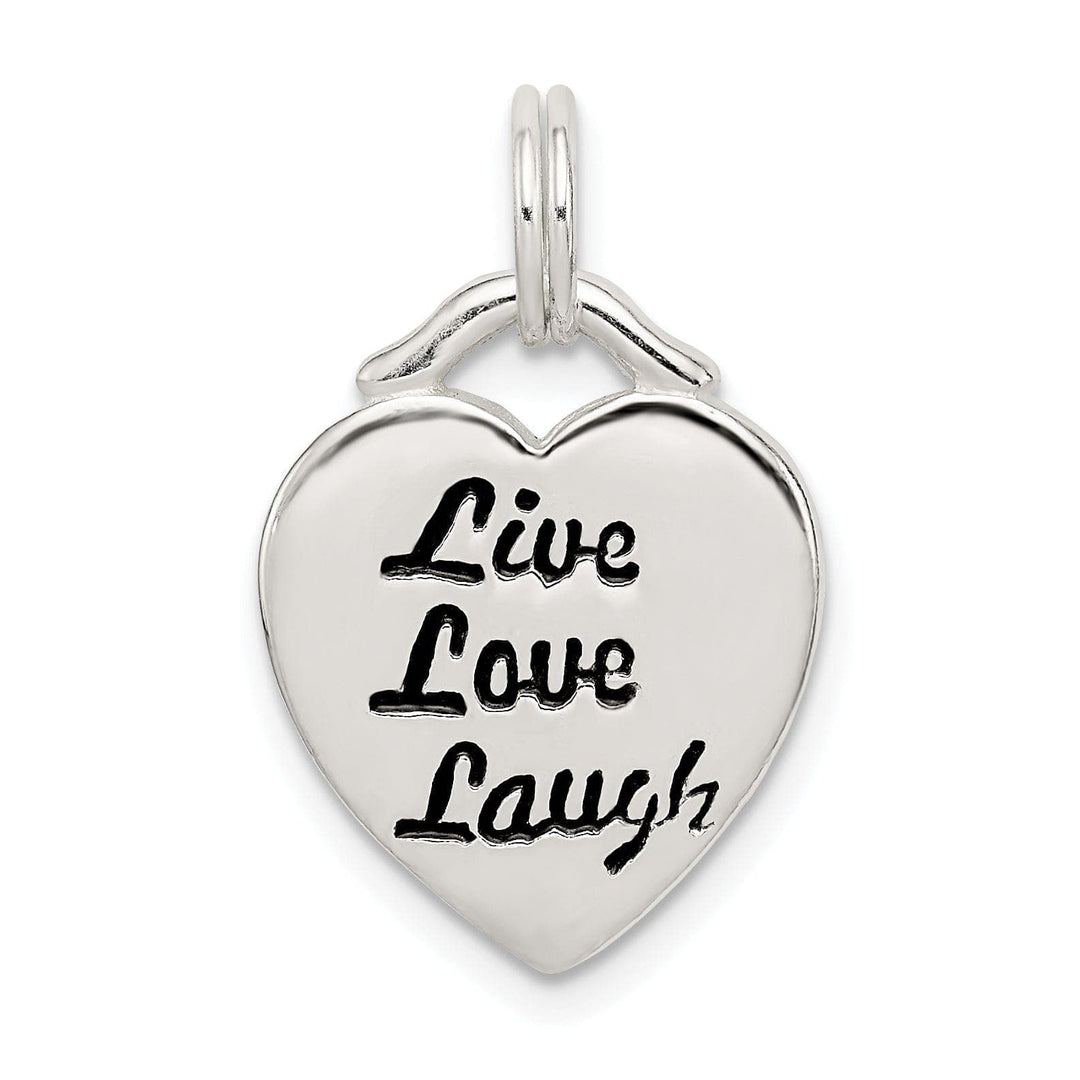 Silver Antiqued LIVE LAUGH LOVE Heart Charm