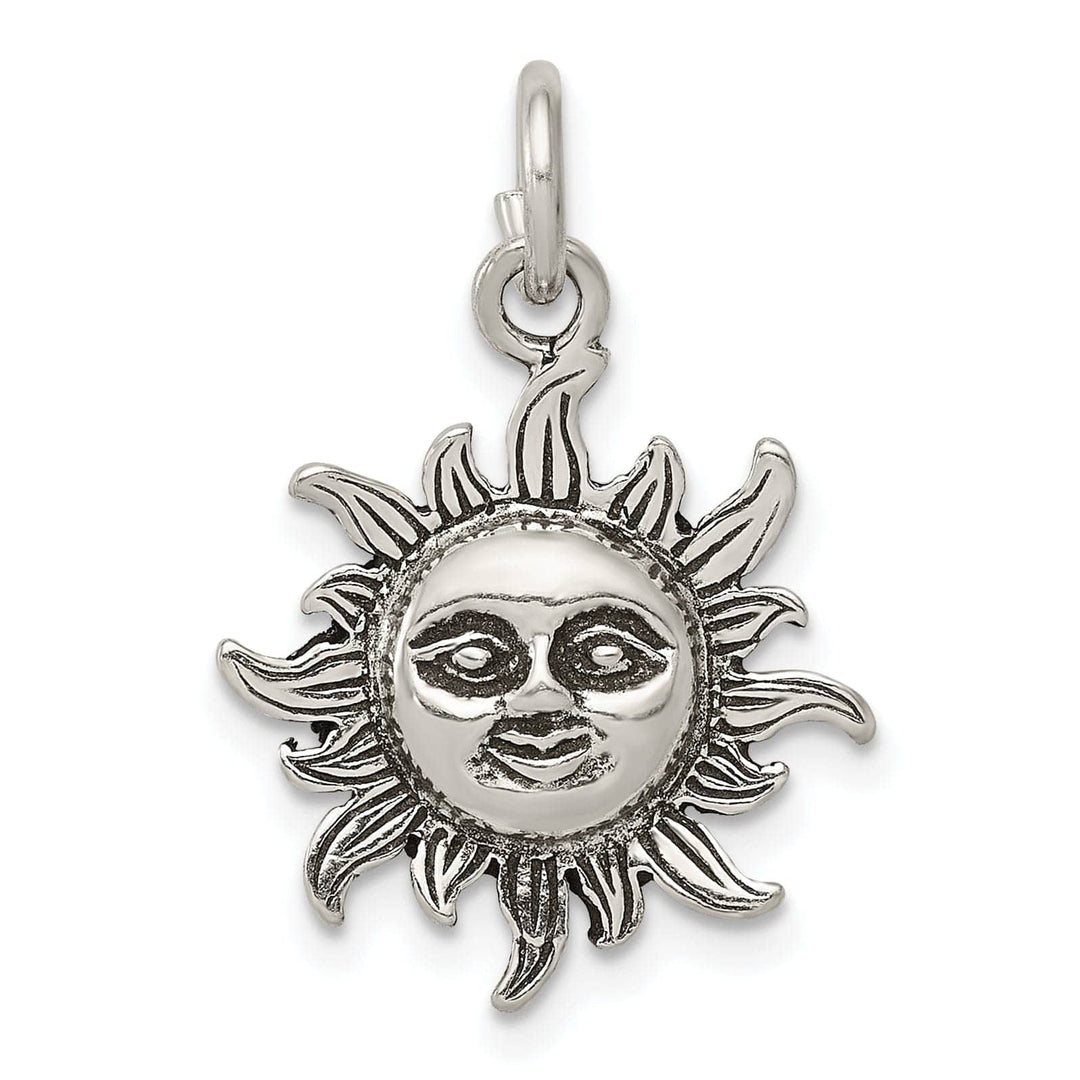 Solid Sterling Silver Antiqued Sun Charm
