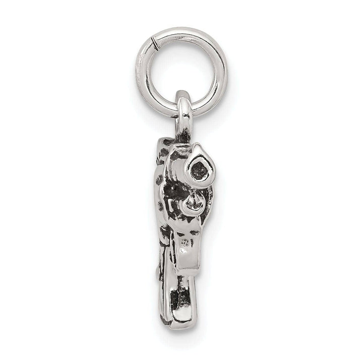 Solid Sterling Silver Antiqued 3-D Pistol Charm