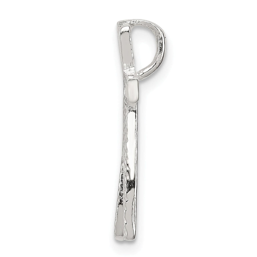 Silver Polished Textured Letter N Charm Pendant