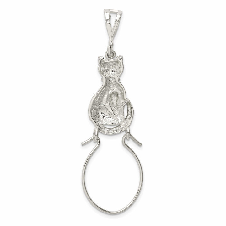 Sterling Silver Sitting Cat Charm Holder Charm