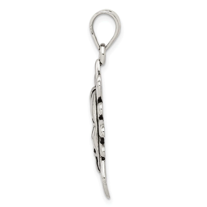 Silver Antiqued Finish Sun Half Moon Face Charm