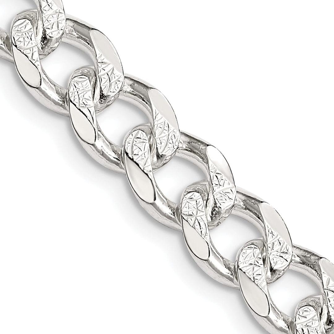 Silver 8.00-mm Solid Pave Link Curb Chain