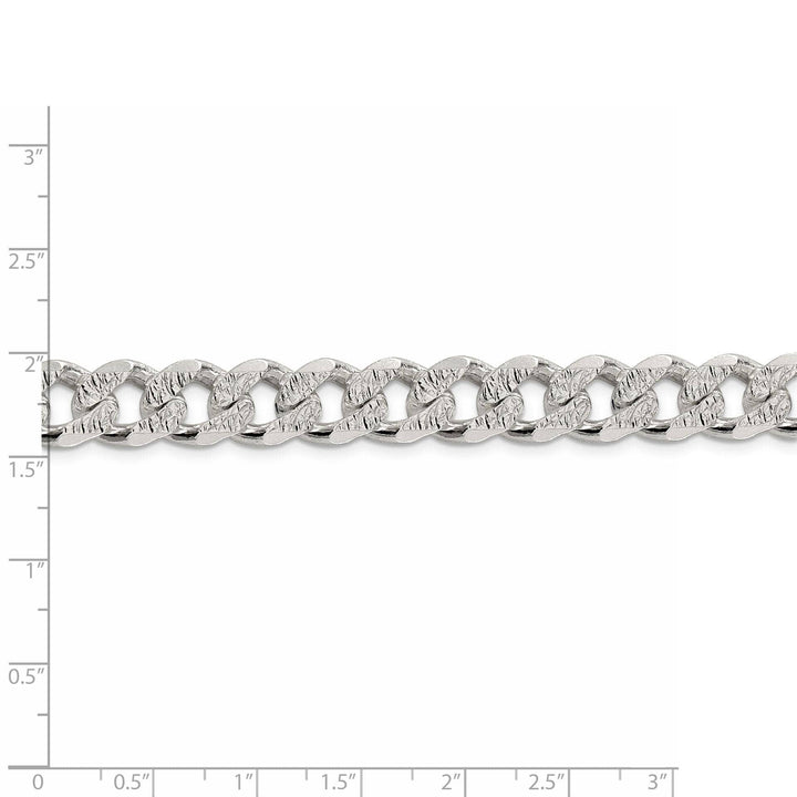 Silver 10.50-mm Solid Pave Link Curb Chain