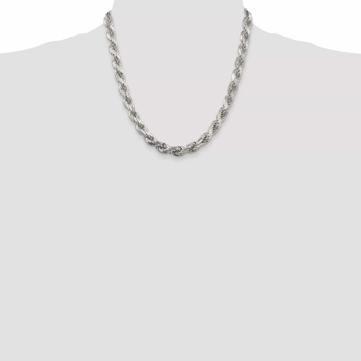 Silver Polished D.C 8.00-mm Solid Rope Chain