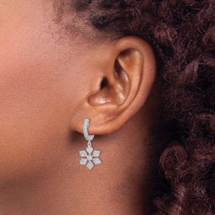 Sterling Silver Hoop Snowflake Earrings