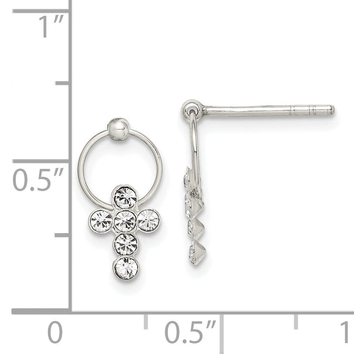 Sterling Silver C.Z Cross Mini Dangle Earrings