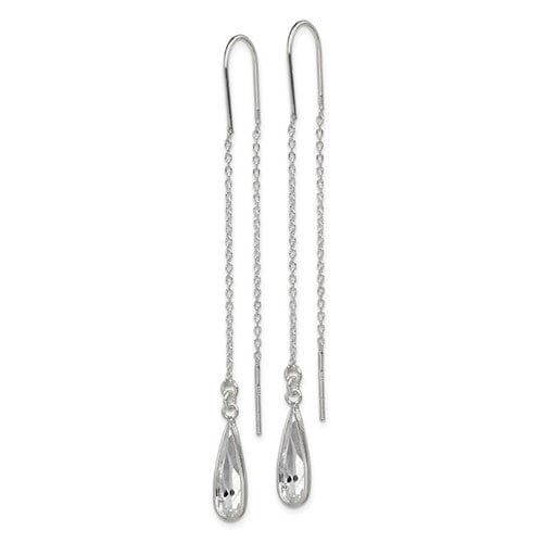 Silver Clear Crystal Teardrop Threader Earrings