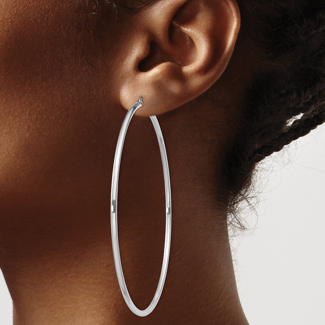 Sterling Silver Hollow Hoop Hinged Earring