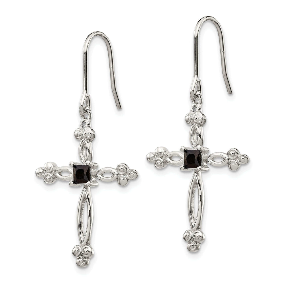 Sterling Silver Diamond Accent C.Z Cross Earrings