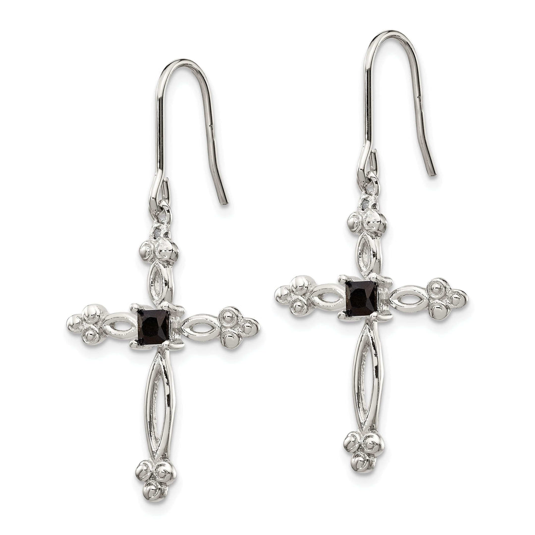 Sterling Silver Diamond Accent C.Z Cross Earrings