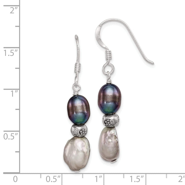Silver Grey Fresh Water Pearl Hook Earrings