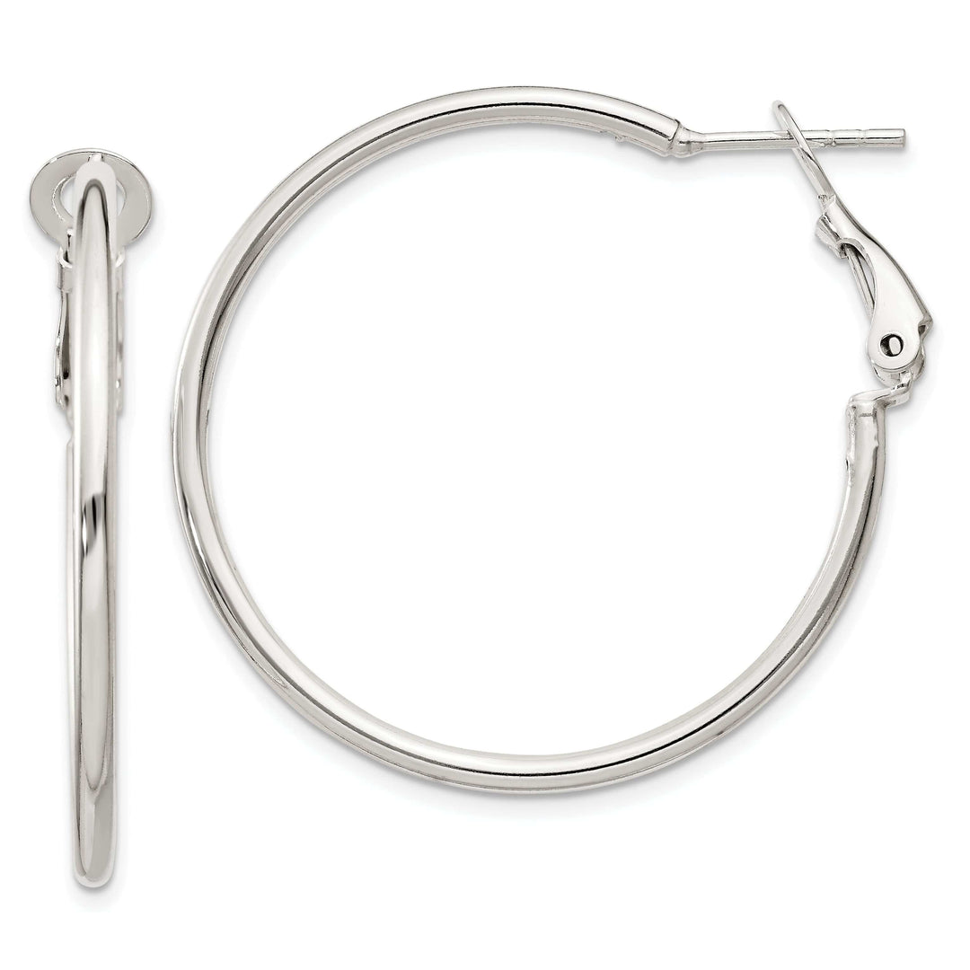 Silver Hollow Omega Clip Back Hoop Earrings