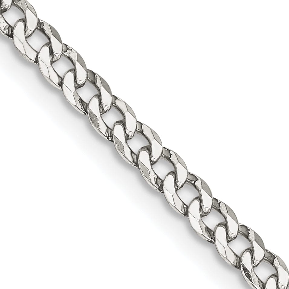 Silver 3.20-mm Solid Beveled Link Curb Chain