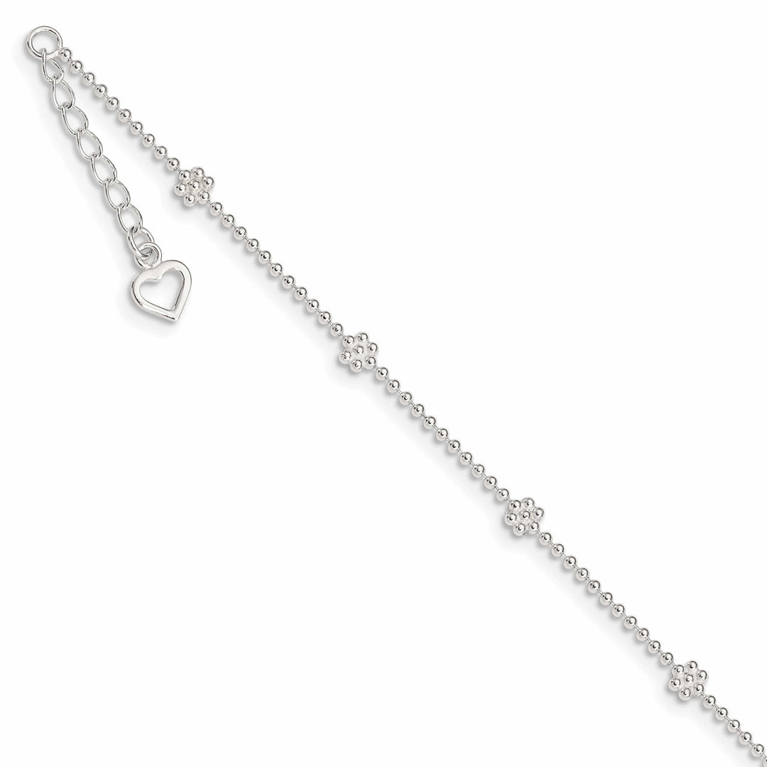 Sterling Silver 10inch Flower Anklet