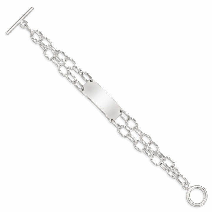 Silver Double Strand Oval Link I.D Bracelet