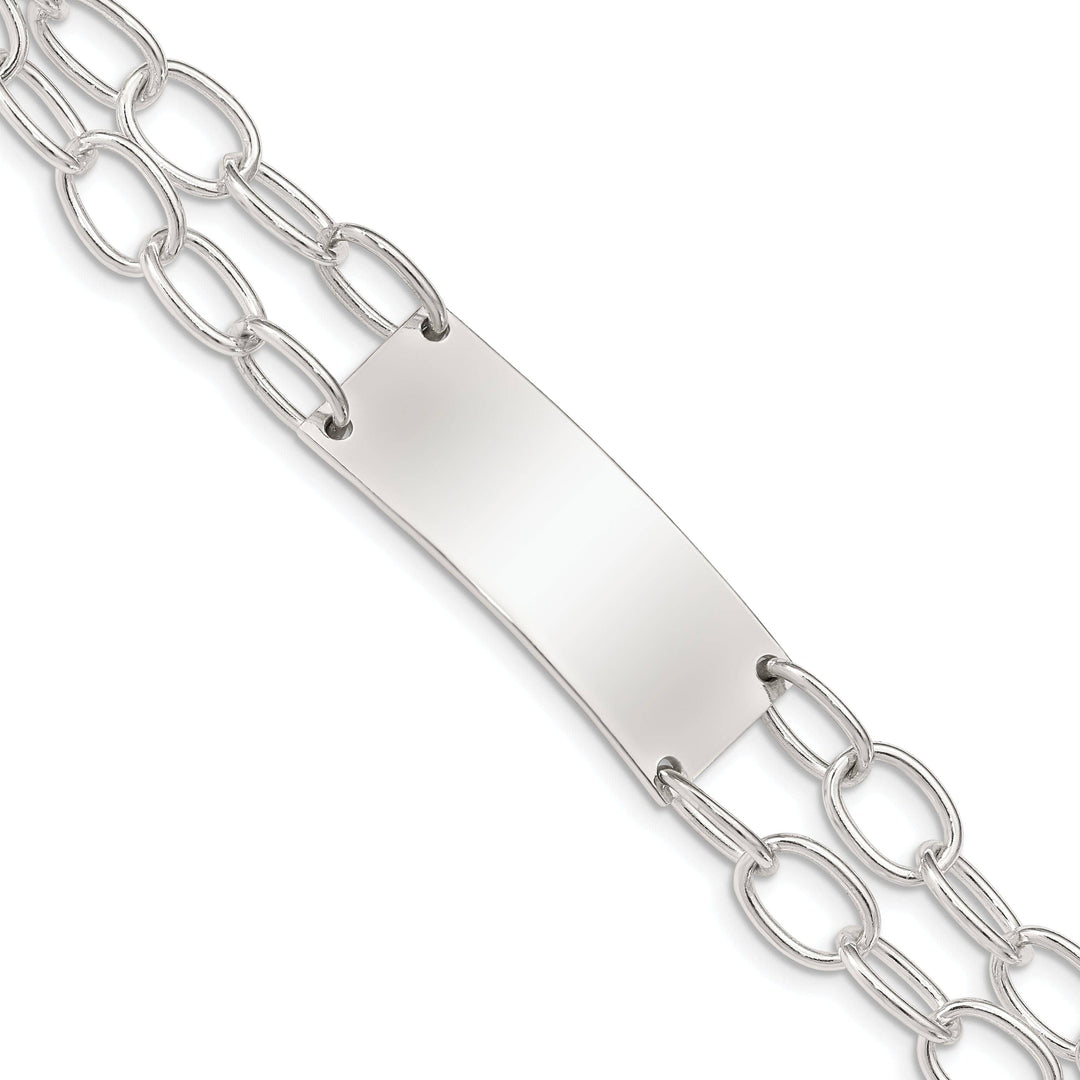 Silver Double Strand Oval Link I.D Bracelet