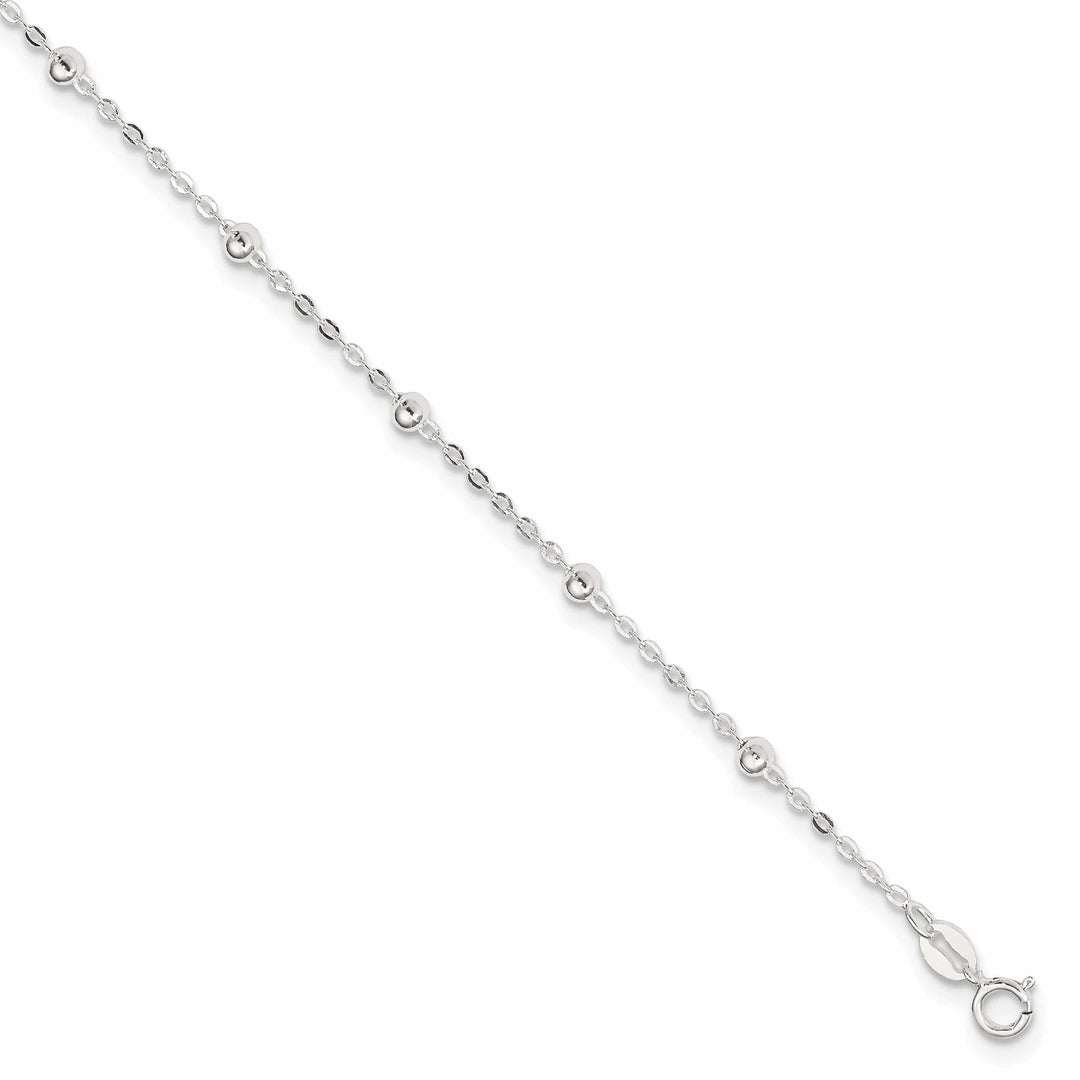 Sterling Silver Beaded Chain Anklet