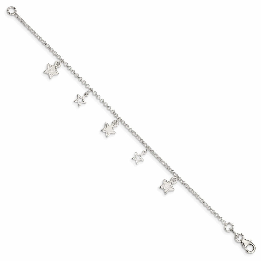 Silver Polished Finish Dangle Star Bracelet