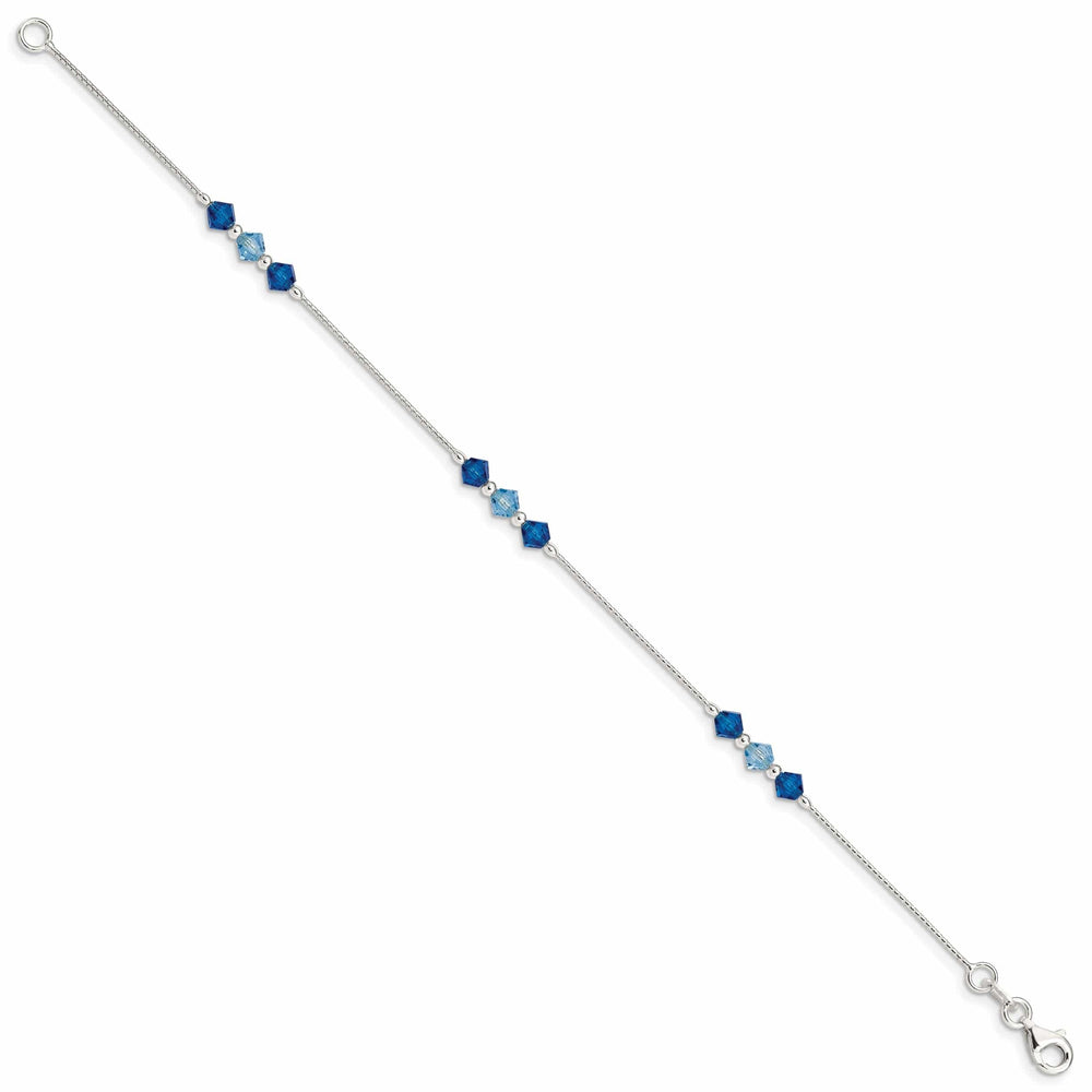 Silver Aquamarine Capri Blue Glass Bead Bracelet